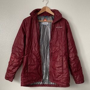 Columbia Women's Burgundy and Gray Puffer Coat